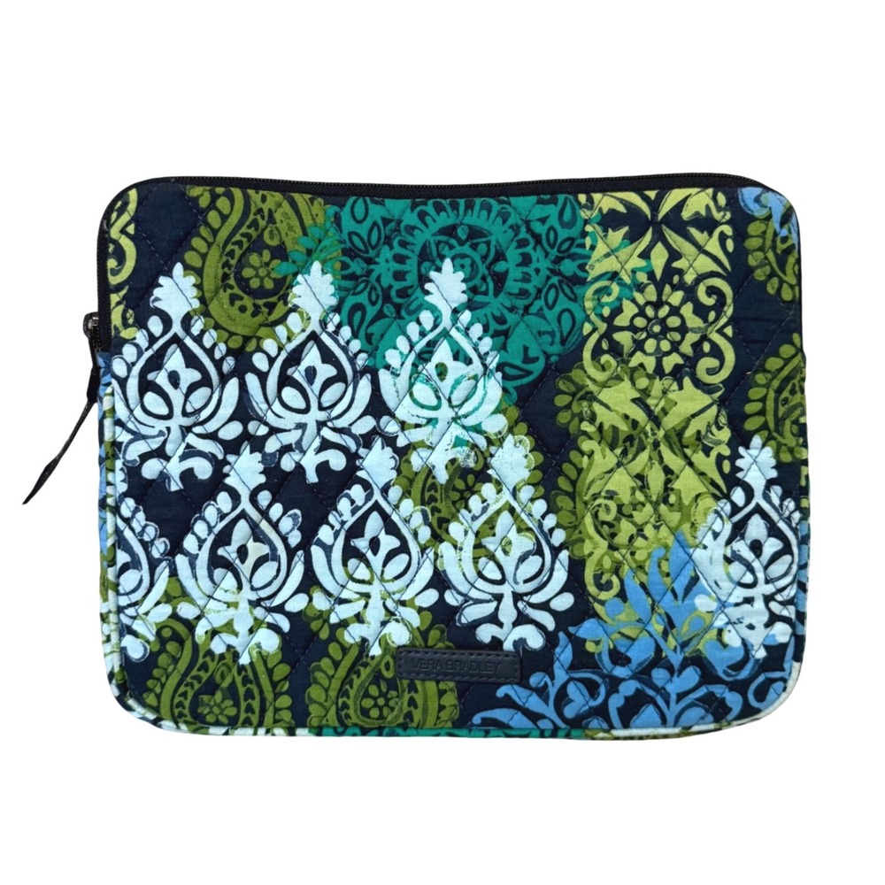 Vera Bradley Carribean Sea Quilted Paisley Floral Tablet Sleeve Case Blue Green